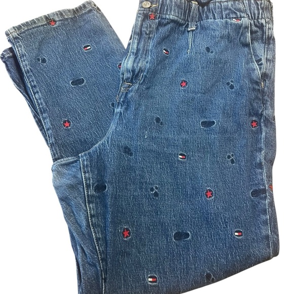 Tommy Hilfiger Blue Straight Leg Jeans with Embroidered size 18 - Picture 4 of 14